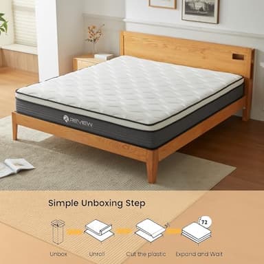 Review Full Mattresses, 10 Inch Full Size Mattress in a Box, Memory Foam Hybrid Mattress with Individual Pocket Spring Coils for Motion Isolation & Silent Sleep, Pressure Relief, Plush Firmness - Image 6