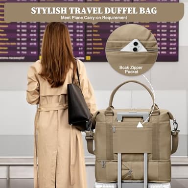 Weekender Bags for Women,Personal Item Travel Bag,Overnight Travel Duffel Bag with Expandable Shoes Compartment & Wet Pocket - Image 7