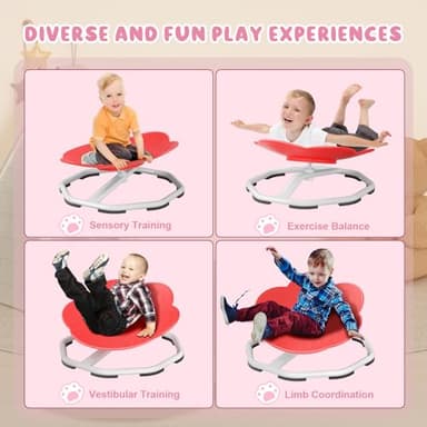 Qusases Sensory Swivel Chairs for Kids, Spinning Chair for Autistic Kids, Sit and Spin Sensory Toys, Training Body Coordination, Autism ADHD Chairs Indoor Outdoor Play Equipment (Red) - Image 6