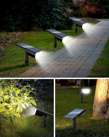 ZOOKKI Solar Spot Lights Outdoor, Solar Lights Outdoor Waterproof IP65, 3 Brightness Modes Dusk to Dawn Landscape Spotlights for Yard Garden Pathway Tree Decoration, Cool White, 4 Pack - Image 7