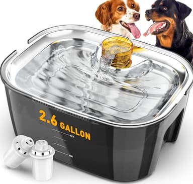 Dog Water Fountain, Dog Water Fountain for Large Dogs Stainless Steel, Large Dog Water Bowl Dispennser 2.6Gal 10L Pet Water Fountain, BPA Free - Image 1
