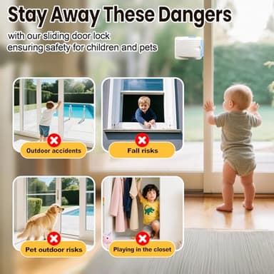 STERGDE Sliding Door Lock 0 Pack, Child Safety Lock For Sliding Glass Doors, Easy To Install, Keeps Your Baby Out Of Danger, For Sliding Glass Doors, Sliding Windows, Sliding Closets, Etc (White) - Image 3