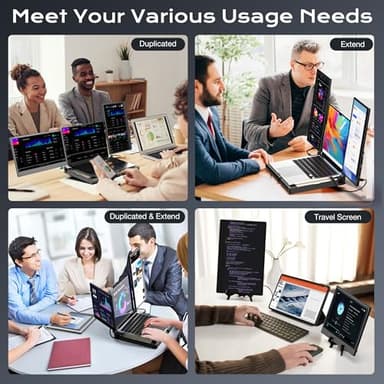SMISEACOW Laptop Screen Extender F3, Triple Portable Monitor 14-inch 360 Degrees Rotation with Stand, IPS FHD 1080P Workstation for Windows/Mac/Linux/Chrome Compatible with Notebook/Mini PC - Image 6
