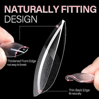 AILLSA Short Almond Nail Tips Pre-Shaped Acrylic Nail Tips Half Matte Full Cover Nails Tips Clear Gelly Press on Flase Tip Nail for Extension Nail Manicure Home DIY 240PCS 15Sizes - Image 2