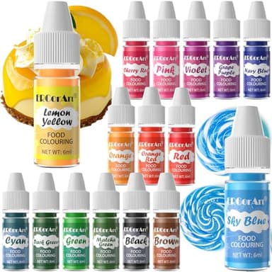 Food Coloring Liquid - ERCorArt 16 Colors Food Coloring, Food Grade Food Dye, Tasteless Food Color Set for Cake Decorating, Easter Egg, Cooking, Fondant - 0.25 Fl Oz - Image 1
