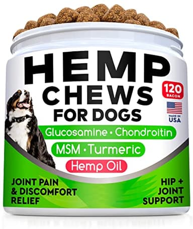 Hemp Chews for Dogs - Glucosamine Chondroitin for Dogs Joint Pain Relief with Hemp Oil, Hip & Joint Supplement Dogs, MSM Turmeric for Dogs Mobility, Dog Joint Supplement, Hemp Dog Treats Joints Health - Image 8