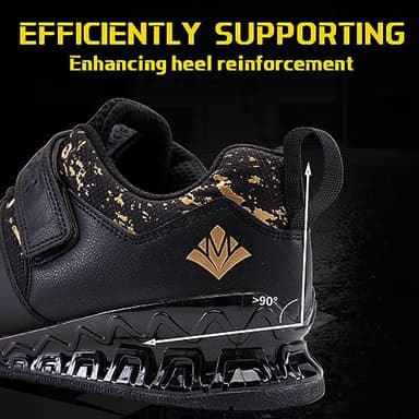 MANUEKLEAR Strong Anti-Slip Deadlift Lifting Squat Shoes for Men, Professional Training Weightlifting Shoes for Men and Women with Rubber Non-Slip Sole Obsidian Black - Image 7