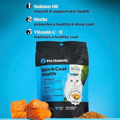 Cat Skin & Coat Health Crunchy & Creamy Chews - Omegas, Vitamin C + E, Biotin Supplement, Soothes Skin and Promotes Shiny Coat, Cat Supplements & Vitamins - Chicken (30-Day Supply) - Image 3