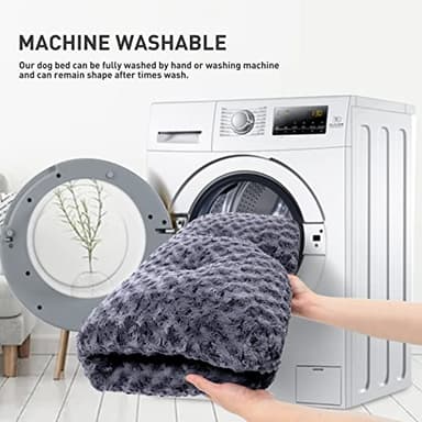 KSIIA Washable Dog Bed Deluxe Plush Dog Crate Beds Comfy Kennel Pad Anti-Slip Pet Sleeping Mat for Large, Jumbo, Medium, Small Dogs Breeds, 23" x 18", Dark Grey - Image 5