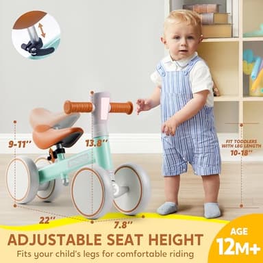 SYNCFUN Baby Balance Bike with Music and Light for 1-2 Year Old Toddlers, 1st Birthday Gift, One Year Old Birthday Gift for Boys Girls, Outdoor Baby Toys (Blue) - Image 6