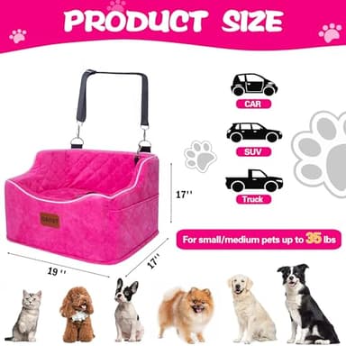 Dog Car Seat for Small Medium Dogs, Detachable Washable Dogs Booster Seat Under 35lbs, Elevated Dog Car Bed with Storage Pockets (Black, One Size) - Image 4