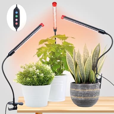 3-Pack Clip Grow Lights for Indoor Plants with Timer 4,8,12 Hr, 9W Power Home Plug, FECiDA 2025 Brightest Mini LED Grow Light for Bonsai, Pot Plants, Small Full Spectrum Plant Growing Lamps - Image 1