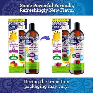 GuruNanda Kids Oil Pulling, Alcohol-Free Mouthwash, Essential Oils & Vitamins for Fresh Breath & Happy Gums for Ages 6 & up, Natural Bubble Berry, 8 Oz - Image 2