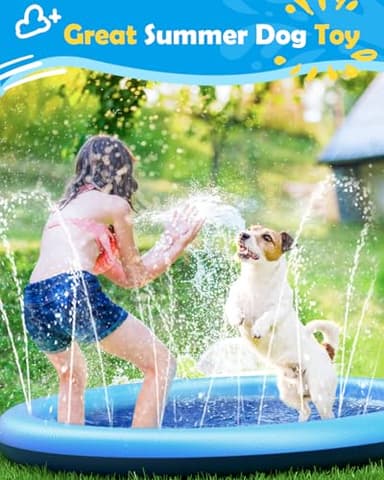 Peteast Dog Splash Pad 59" Anti-Slip Dog Pools for Large Dogs 0.58 mm Thick Dog Sprinkler Water Toy - Image 8