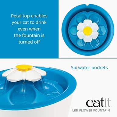 Catit LED Flower Fountain with Triple Action Filter, Cat Drinking Water Fountain, 3 L - Image 3