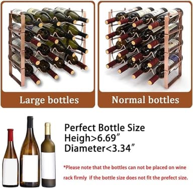 TONLEA 4 Tier Wine Rack, 3-in-1 16 Bottles Wine Storage, Wine Bottle Rack Stackable, Wine Storage Rack for Cabinet Pantry(Dark Black, Version 2.0) - Image 4