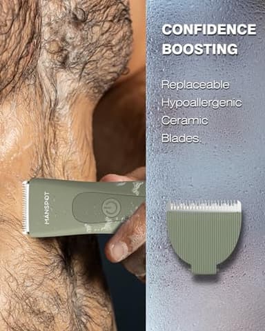 MANSPOT Manscape Hair Finishing Trimmers, Pubic Hair Trimmer for Men and Women, Electric Ball Trimmer Pubic Shaver,Hypoallergenic Ceramic Blade Heads,Waterproof Wet/Dry Groin Shaver,20 Times Usage - Image 4