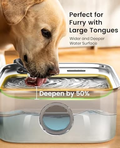 oneisall Dog Water Fountain for Large Dogs, 10L/2.6Gal Dog Fountain Water Bowl with Multi-Filtration & Deeper Drinking Aera, Large pet Water Fountain with Water Window & LED, Ultra-Quiet - Image 6
