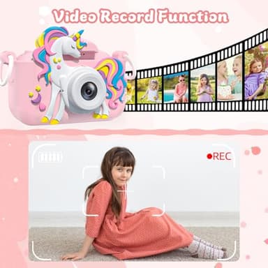 Kids Camera Toys for 3-12 Year Old Girls Boys,Children Digital Video Camcorder Camera, Upgrade Kids Selfie Camera, HD Kids Digital Video Cameras for Toddler with Cartoon Soft Silicone Cover - Image 2