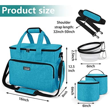 BAGLHER Dog Travel Bag, Pet Travel Bag (ALL Pet Travel Supplies), With 2 Pet Food Containers and 2 Collapsible Silicone Bowls; Essential Kits for Pet Travel Sky Blue - Image 3