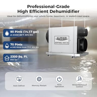 ALORAIR Whole House Dehumidifier, 90 PPD Commercial Grade Whole Home Dehumidifiers for Garages, Water Damage Restoration, 2300 Sq.Ft dehumidifiers for Crawl Space - Image 4