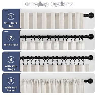 DaysU Linen Natural Curtains - 96 Inch Length, 2 Panel Sets for Living Room & Bedroom/Farmhouse, Semi Sheer Pleated, Rod Pocket, Light Filtering Privacy - Image 5