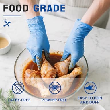 FINITEX Nitrile Disposable Medical Exam Gloves - 4 mil Powder-free Stretch Latex-Free Blue 100 PCS For Examination Home Cleaning Food Glove (100, Medium) - Image 3