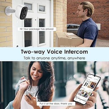 GMK Security Camera Wireless Outdoor, 2K Color Night Vision AI Motion Detection 2-Way Talk Battery Powered WiFi Home Indoor Camera IP65 Weatherproof Spotlight Siren Alarm Cloud/SD Storage - Image 5