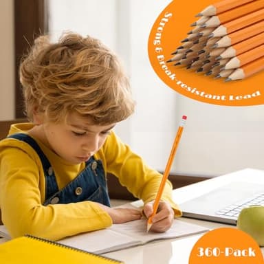 Hapikalor 360-Pack Sharpened #2 Yellow Pencils with Erasers, Bulk Pack Graphite Pencils for School Classroom Teacher Supplies, Writing, Drawing and Sketching - Image 7
