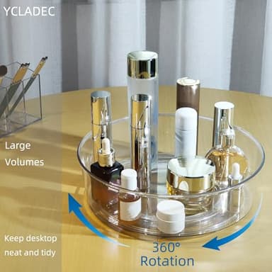 YCLADEC 4 Pack Lazy Susan 11.5" Inch Turntable Organizer Organization Storage Container Bins Spice Rack Cabinet Rotating Condiment for Pantry Countertop Kitchen Vanity Bathroom Jewelry Holder Clear - Image 7