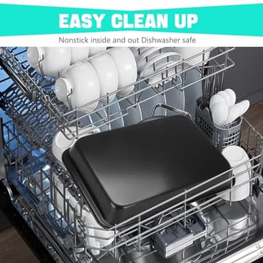 EsOfficce Cake Pan With Lid, 9x13 Inch Rectangular Cake Pan with Wide Handles, Nonstick Bakeware Baking Pan With Lid and Handle, Black - Image 7