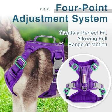 BARKBAY Dog Harness No Pull with ID Tag Pocket - Heavy Duty, Reflective, Easy Control for Large Dogs(Purple,L) - Image 6