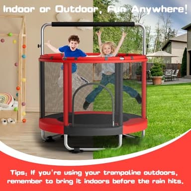 ZCMHAXJ 55" Trampoline for Kids with Enclosure, 440lbs Capacity Indoor & Outdoor Toddler Trampoline with Adjustable Gymnastics Bar & Toys, Gifts for Boys & Girls - Image 5