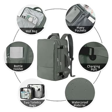 Hanples Women's Large 17.3 Inch Laptop Backpack, Olive Green, Waterproof, Suitable for Air Travel - Image 5