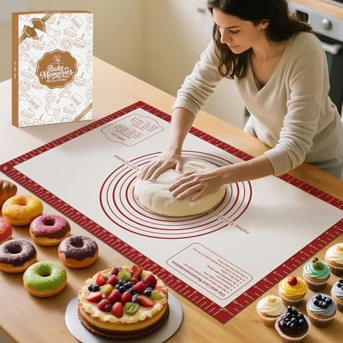 Silicone Baking Pastry Mat, Non Stick Dough Rolling Sheet with Measurement, Nonslip Kitchen Counter Mat, Oven Liner Mat Fondant Dough Kneading Mat for Making Cookies Macarons Bread Pizza - Image 1