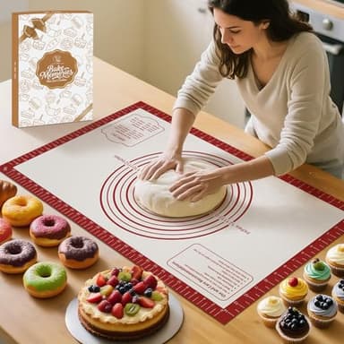 Silicone Baking Pastry Mat, Non Stick Dough Rolling Sheet with Measurement, Nonslip Kitchen Counter Mat, Oven Liner Mat Fondant Dough Kneading Mat for Making Cookies Macarons Bread Pizza - Image 1