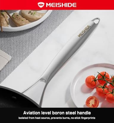 MEISHIDE Pots and Pans Set Non Stick, Oven Safe 500F Premium Hard Anodized Induction Cookware Sets 8 Pcs, Frying Pans & Saucepans with Stay-Cool Handles, Glass Lids, PFAS/PFOS/PFOA/BPA Free, Black - Image 7