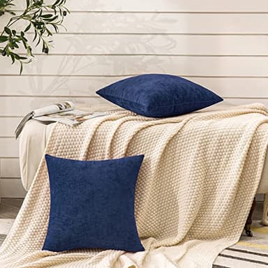 GAWAMAY Decorative Square Throw Pillow Covers 18"x18" Inch Set of 2, Super Soft Chenille Pillows Cover Fall Pillowcase for Living Room Bedroom Sofa Couch Cushion Cover Navy Blue 45x45cm (Only Covers) - Image 5