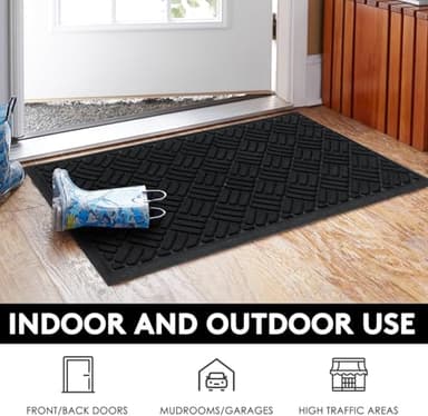 MATALL Front Door Mat 2 Pack Black Indoor and Outdoor Welcome Mat, Absorbent and Drain Away Water Heavy Duty Entryway Doormat for Front Back Doors, Laundry Rooms, Mudrooms and More, 3x5 Feet - Image 4
