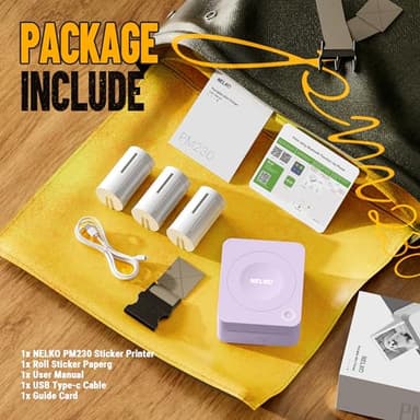 Nelko Sticker Printer, PM230 Print Pod Mini Bluetooth Portabel Sticker Maker with 3 Rolls Paper, Print Pods Mini Printer with Multiple Templates for Phone & Tablet，for School Office Home, Purple - Image 6