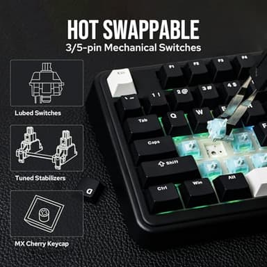 EPOMAKER TH99 Tri-Mode Wireless Mechanical Keyboard with 8000mAh Battery, Hot Swappable Custom RGB Gaming Keyboard with Numpad, Gasket Creamy for PC/Mac/Office (Black) - Image 7