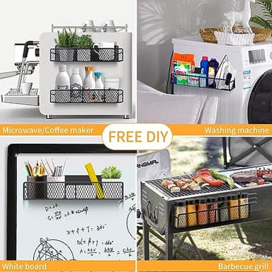 Magnetic Spice Rack for Refrigerator, 6 Pack 100% Metal Strong Magnet Shelf Black, Space Saving Spice Organizer, Home Kitchen Laundry Room Storage Organization W/ Paper Towel Holder, Utensils Racks - Image 7