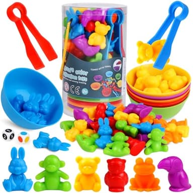 Counting Animals Color Sorting Matching Games with Sorting Bowls Montessori Sensory Early Educational Toys Learning Fine Motor Skill & Counting Math Toys Gift for 3 4 5 Year Old Boys Girls - Image 8