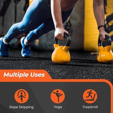 SUPERJARE 0.4'' Thick 24 Pcs 96 Sq Ft Rubber Top Exercise Equipment Mats, High Density EVA Foam Mats with Rubber Top, Interlocking Gym Flooring for Home Gym, Protective Workout Mat, Black/Grey - Image 6