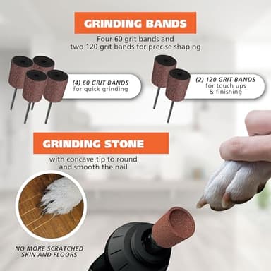 Wahl Grind & Smooth 2 Speed Battery Dog Nail Grinder with Concave Rounding Tip and Nail Guard for Increased Safety and Precise Nail Grinding - Model 3026333 - Image 4