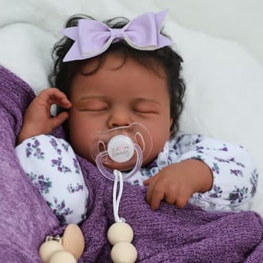 SCOM Reborn Baby Dolls Black Girl - 20 Inch Realistic Newborn Baby Dolls Newborn Baby Dolls African American Real Life Baby Dolls Gift for Kids Age 3 - Image 3
