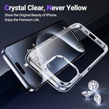 Temdan Designed for iPhone 15 Pro Max Case Clear, [Crystal Clear][Anti-Yellowing][Military-Grade Drop Protection] Slim Shockproof Protective Cover Phone Case for iPhone 15 Pro Max 6.7" - Image 4
