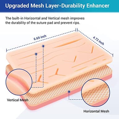 Alcedo Suture Practice Kit for Medical Students | Complete Set (32 Pieces) Include Durable Large Suturing Pad with Pre-Cut Wounds, Tools Kit, and Suture Threads | Perfect for Practice, Demonstration - Image 3