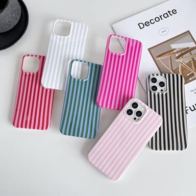 Yeddabox for iPhone 13 Pro Max Case Cute Striped Phone Case Soft TPU Slim Shockproof Phone Cover for Women Girls, Pink and Yellow - Image 7