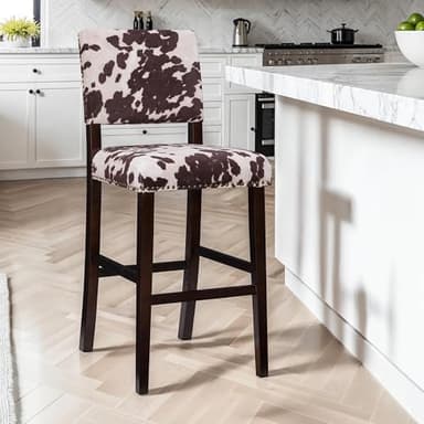 Linon Udder Madness Corey Bar Stool, 19"W x 22.5"D x 44.75"H, Brown - Image 2
